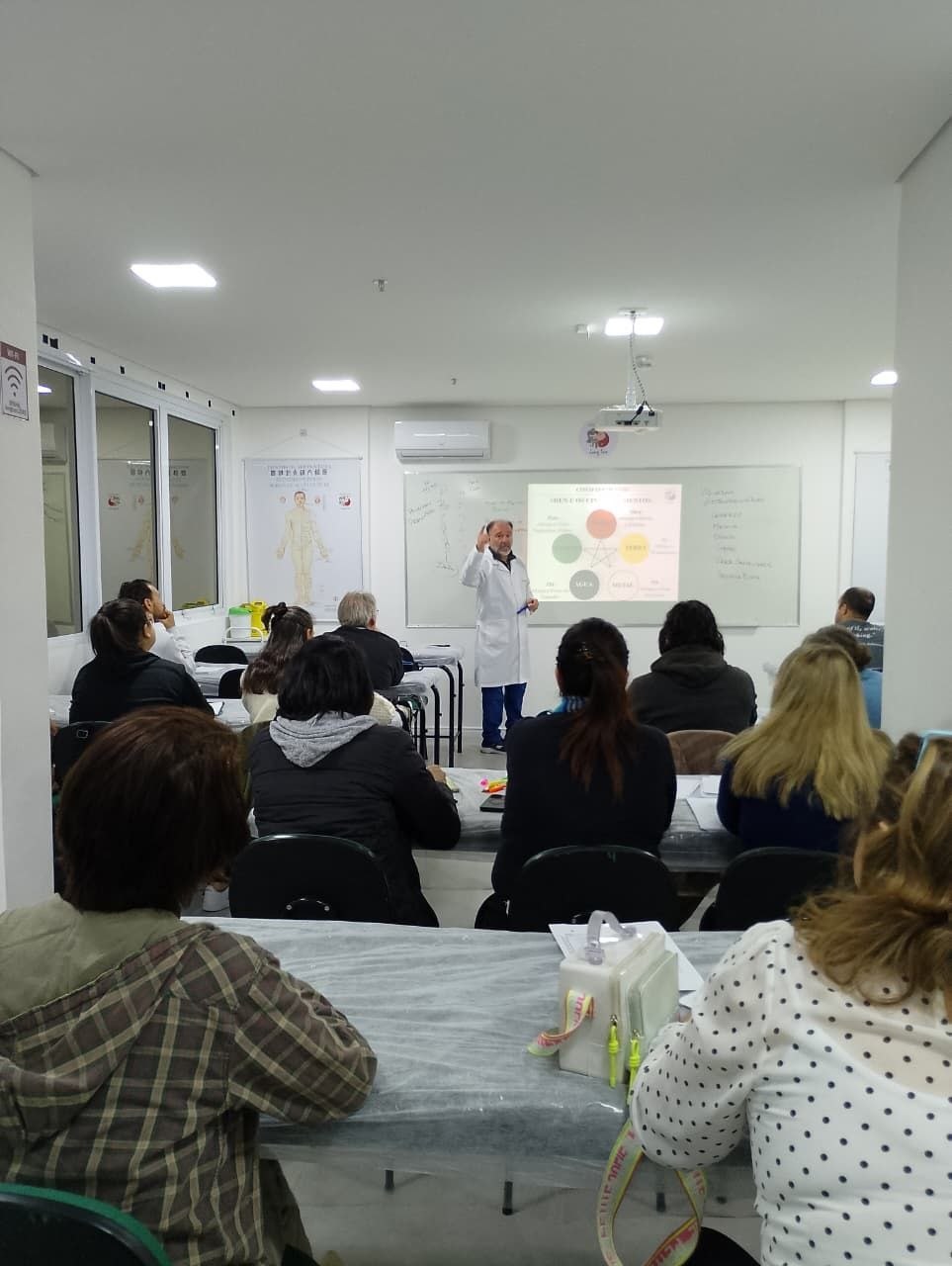 Prof. Renzo ensinando sobre os 5 elementos da Medicina Tradicional Chinesa